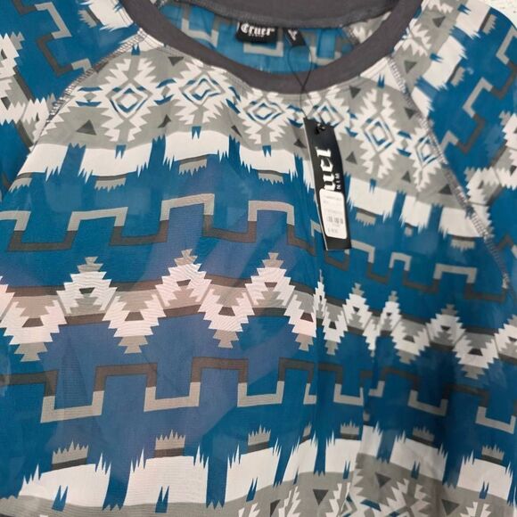 Cruel Denim Aztec Print Long Sleeve Sheer Top NWT Size XL - Picture 4 of 9